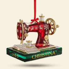 Load image into Gallery viewer, Sewing Machine Ornament - A Heartfelt Gift for Sewing Enthusiasts - Personalized Keepsake Ornament PopCulturePrints