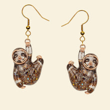 Load image into Gallery viewer, Hang In There! Tired Anti-Social Sloth Earrings - Personalized Gift for Sloth Lovers Earrings PopCulturePrints
