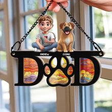 Load image into Gallery viewer, "Celebrate the Bond with Your Furry Friends - Personalized 3D Dog Mom Dad Window Hanging Suncatcher Ornament" Suncatcher Ornament PopCulturePrints