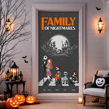 Load image into Gallery viewer, Personalized Family Halloween Door Cover - Spooky Nightmare Theme Door Covers PopCulturePrints