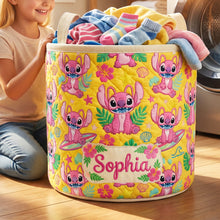 Load image into Gallery viewer, Cute Alien Quilted Laundry Basket - Personalized Gift for Kids Laundry Basket PopCulturePrints