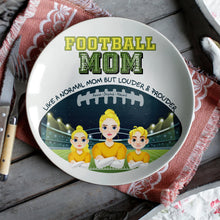 Load image into Gallery viewer, Football Mom: Like a Normal Mom But Louder & Prouder - Personalized Ceramic Round Plate Gift for Mom, Grandma, and Football Lovers Ceramic Round Plate PopCulturePrints