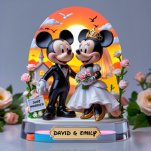 Load image into Gallery viewer, Celebrate Love with Our Just Married Couple Acrylic Plaque - Personalized Gifts for Couples Shaped Plaques PopCulturePrints