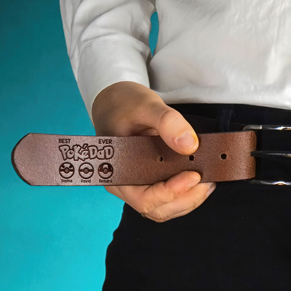 Custom 'PokeDad' Pokemon-Inspired Leather Belt for Father's Day Belts PopCulturePrints