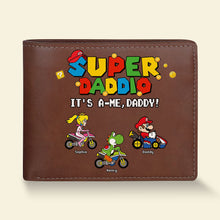 Load image into Gallery viewer, Super Dad Personalized Leather Wallet - Customizable Gift for Father's Day Leather Wallet PopCulturePrints
