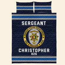 Load image into Gallery viewer, Personalized Police Quilt Bedding Set with Custom Department Logo Blanket PopCulturePrints