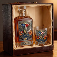 Load image into Gallery viewer, In God We Trust - Personalized Veteran Decanter Set for Honoring Heroes Bottle PopCulturePrints