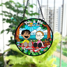 Load image into Gallery viewer, Custom Couple Gift - Stained Glass Art | Happy Picnic Design | Valentine's Day Gifts Ornament PopCulturePrints