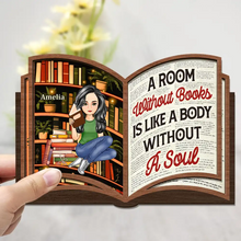 Load image into Gallery viewer, Reading Between The Pages Of A Book Is My Favorite Place To Be - Personalized 2-Layered Wooden Plaque Wooden Plaque PopCulturePrints
