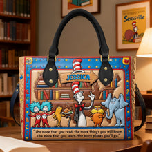Load image into Gallery viewer, "The more you read, the more you learn" - Personalized Reading Leather Bag for Book Lovers and Teachers Leather Bag PopCulturePrints