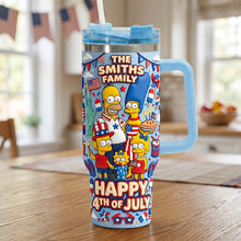 Load image into Gallery viewer, Celebrate Independence with the Smith Family - 40oz Colorful Tumbler with Handle - Personalized Gift for Patriots and Family