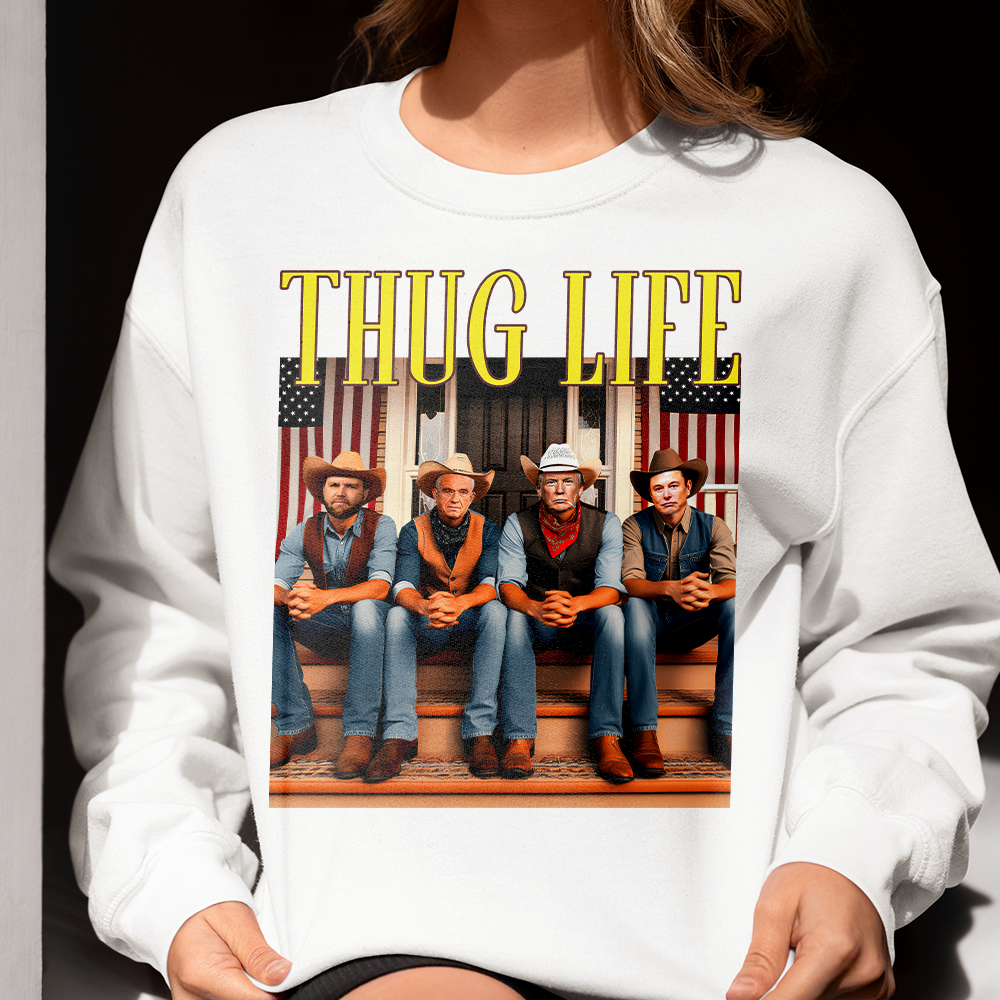 Thug Life Cowboy Christmas Sweatshirt Shirts PopCulturePrints