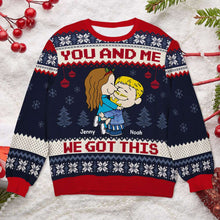 Load image into Gallery viewer, Personalized Christmas Ugly Sweater for Couples - 'You and Me, We Got This' AOP Products PopCulturePrints