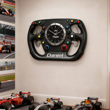 Load image into Gallery viewer, Rev Up Your Space: Steering Wheel Acrylic Wall Clock - Personalized Gift for Speed Enthusiasts Hanging Wall Clock PopCulturePrints