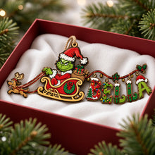 Load image into Gallery viewer, "Unwrap the Magic of Christmas!" - Personalized Mischievous Sleigh Ornament - Gift for Kids, Family, and Friends