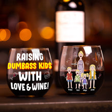 Load image into Gallery viewer, Raising Dumbass Kids With Love & Wine - Personalized Egg Cup for Mom Glass Egg Cup PopCulturePrints
