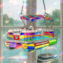 Load image into Gallery viewer, Bring Color to Your Space - Colorful Pontoon Boat Suncatcher - Personalized Gifts for Pontoon Enthusiasts Ornament PopCulturePrints