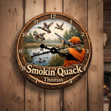 Load image into Gallery viewer, Smokin' Quack Wall Clock - Personalized Gift for Hunters Hanging Wall Clock PopCulturePrints