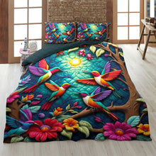Load image into Gallery viewer, Hummingbird Lover Quilt Bed Set - Colorful Floral Design Blanket PopCulturePrints