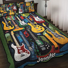 Load image into Gallery viewer, Personalized Guitar Lovers Quilt Bed Set Blanket PopCulturePrints