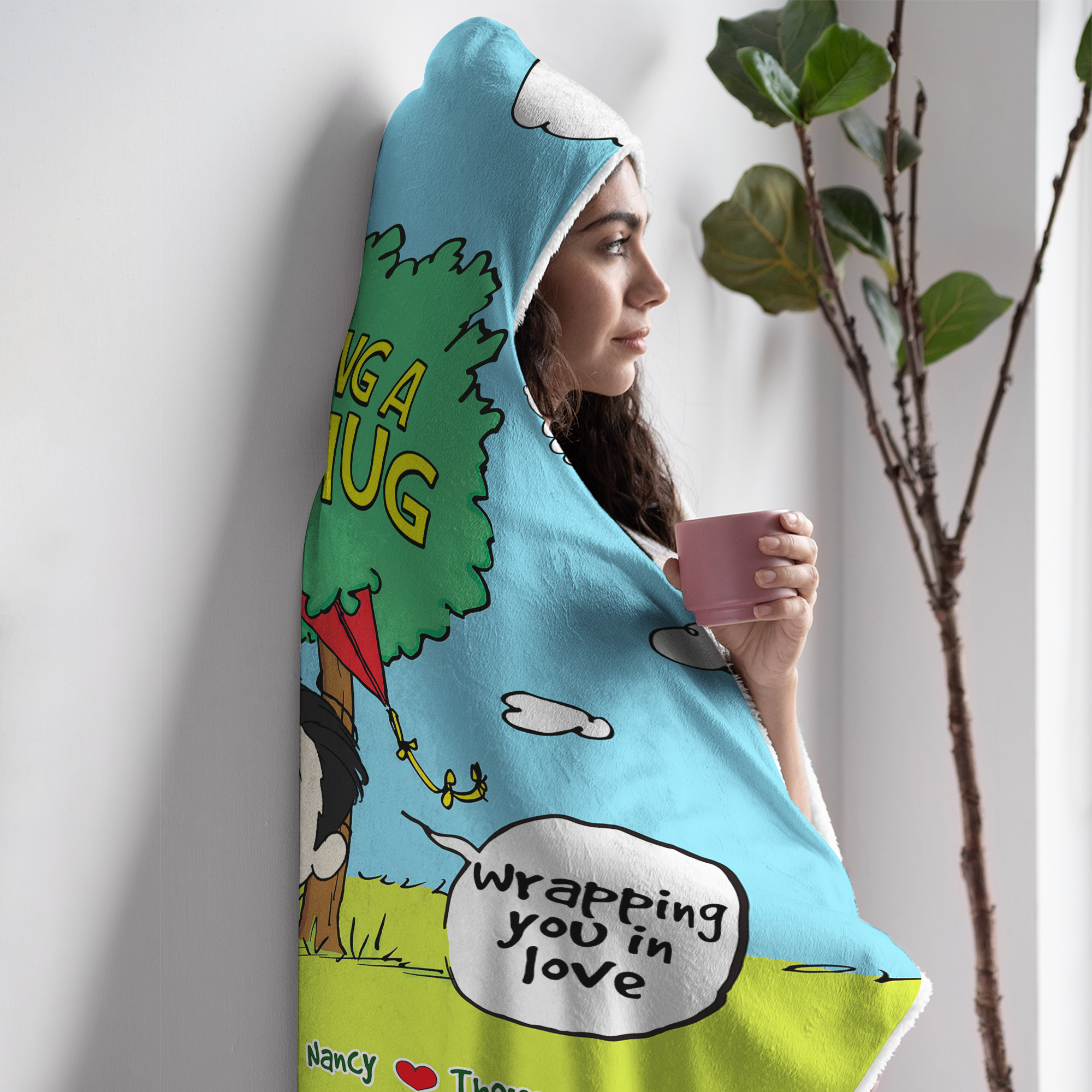 Custom Cartoon Couple Hooded Blanket - Personalized Valentine's Day & Christmas Gift Blanket PopCulturePrints