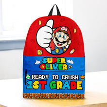 Load image into Gallery viewer, Personalized Super Bright Kids Backpack - Ready to Crush 1st Grade Backpack PopCulturePrints