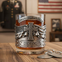 Load image into Gallery viewer, I Stand for Our Flag - Personalized Veteran 11oz Round Glass Glass PopCulturePrints