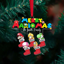 Load image into Gallery viewer, Personalized Family Christmas Ornament - Merry Mario Inspired Ornament PopCulturePrints