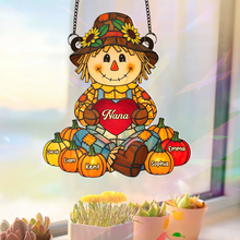Load image into Gallery viewer, “A Grandma's Love Shines Bright” - Autumn Scarecrow Suncatcher - Personalized Gift for Grandma, Nana, Mom and Special Loved Ones Ornament PopCulturePrints