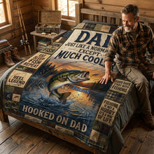 Load image into Gallery viewer, Hooked On Papa: Much Cooler Than a Normal Papa - Personalized Blanket for Dad Blanket PopCulturePrints