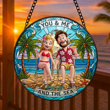 Load image into Gallery viewer, You & Me At The Beach - Personalized Stained Glass Suncatcher for Couples Ornament PopCulturePrints