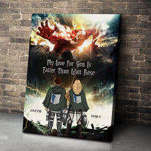 Load image into Gallery viewer, Personalized Canvas Print - My Love for You is Taller Than Wall Rose Poster & Canvas PopCulturePrints