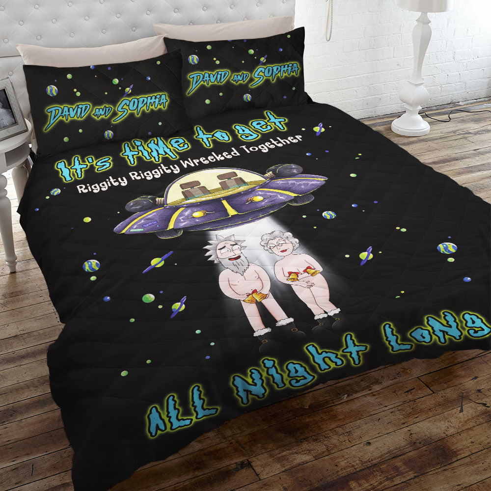 Custom UFO Theme Quilt Bed Set - Unique Valentine's Day Gifts for Couples Blanket PopCulturePrints