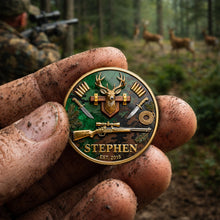 Load image into Gallery viewer, "Celebrate Your Wilderness Spirit!" - Personalized Deer Hunting Metal Coin - Unique Gift for Hunters, Anniversaries, and Outdoor Enthusiasts Coin PopCulturePrints
