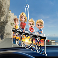 Load image into Gallery viewer, We Love You, Mom - Personalized 3D Cartoon Acrylic Car Hanger Acrylic Car Hanger PopCulturePrints