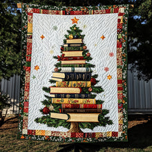 Load image into Gallery viewer, Christmas Tree Books Quilt Set: Cozy Gift for Book Lovers Blanket PopCulturePrints