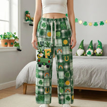 Load image into Gallery viewer, “Wear Your Luck this St. Patrick’s Day!” - St. Patrick’s Lucky Clover Button Up Pajamas - Personalized Gift for Friends and Family Pajama Set PopCulturePrints