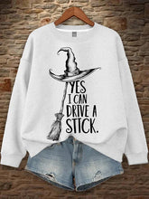 Load image into Gallery viewer, Yes I Can Drive a Stick - Funny Witch Shirt - Customizable Gift for Girlfriend, Wife, or Halloween Enthusiasts Shirts PopCulturePrints