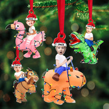 Load image into Gallery viewer, Personalized Funny Dinosaur Christmas Ornament for Kids Ornament PopCulturePrints