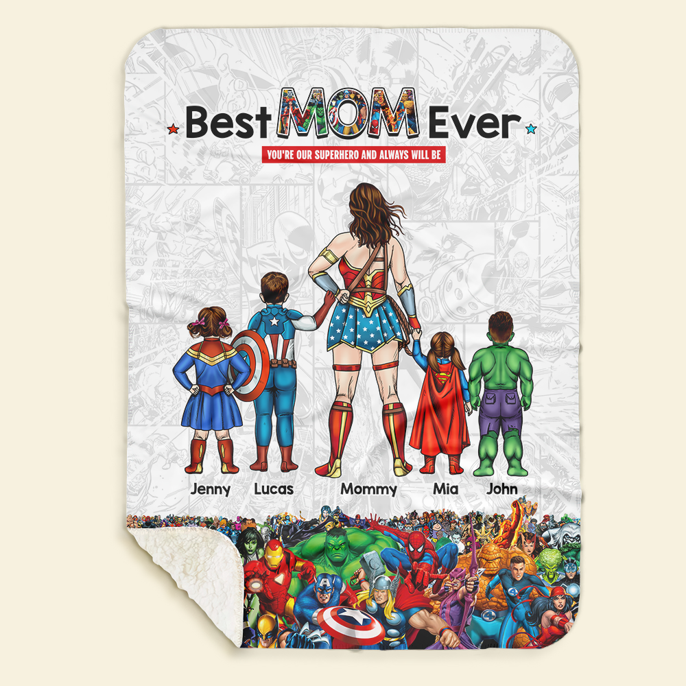 Best MOM Ever Blanket - Personalized Gift for Mom, Grandma, or Any Superhero Blanket PopCulturePrints