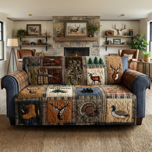 Load image into Gallery viewer, Embrace the Wild - Personalized Hunting Collage Quilted Sofa Cover Sofa Cover PopCulturePrints