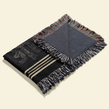 Load image into Gallery viewer, Personalized Reader's Skeleton Woven Blanket - Halloween Gift for Book Lovers Blanket PopCulturePrints