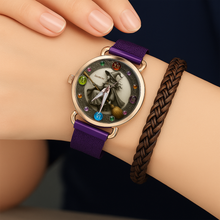Load image into Gallery viewer, “Embrace the Mystique” - Mystical Witch On Broom Mesh Straps Watch - Personalized Gift for Witch Lovers Quartz Watch PopCulturePrints