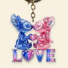 Load image into Gallery viewer, Love is Out of This World - Kissing Aliens Couple Acrylic Keychain - Personalized Gifts for Couples Keychains PopCulturePrints