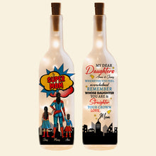 Load image into Gallery viewer, "Super Mom" - Personalized Bottle Lamp Gift for Mom and Daughters - Perfect for Mother's Day and Special Occasions Bottle Lamp PopCulturePrints