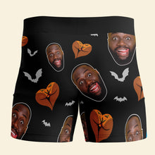 Load image into Gallery viewer, Custom Halloween Couple Boxer Briefs - Big Broom Rider & Pumpkin Snatch Finder Boxer Briefs PopCulturePrints