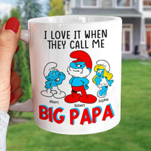 Load image into Gallery viewer, Personalized 'Big Papa' Smurfs Coffee Mug Coffee Mug PopCulturePrints