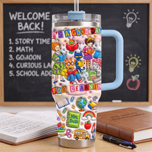 Load image into Gallery viewer, "It's a Good Day for Learning" - Vibrant & Joyful 40oz Tumbler With Handle - Personalized Gift for Teachers, Students, Educators Tumbler Cup PopCulturePrints