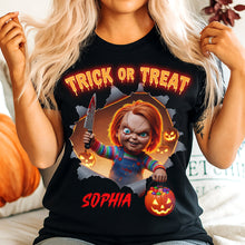 Load image into Gallery viewer, "Trick or Treat" - Classic Horror Shirt - Personalized Halloween Gift for Movie Fans Shirts PopCulturePrints