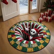 Load image into Gallery viewer, “Scary Christmas To One And All” - Personalized Haunted Holiday Family Round Mat - Custom Gifts for Family and Friends Doormat PopCulturePrints